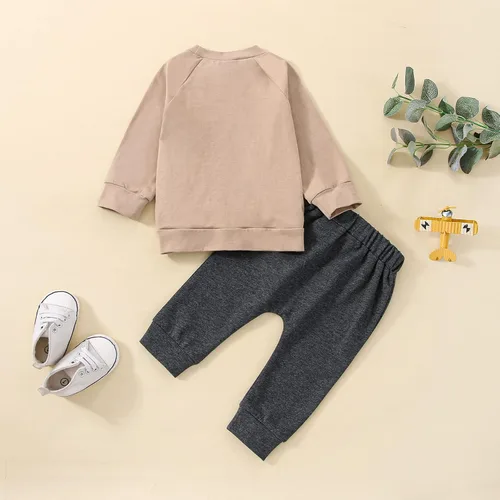 Miniatura 121 de Ropa de bebé niño 3 6 9 12 18 24M 3T Conjunto de pantalones con capucha patchwork sudadera con capucha pantalones de rayas traje de otoño invierno