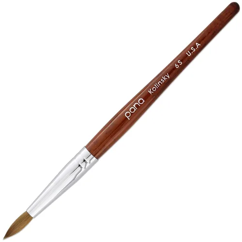 Miniatura 25 de PANA Pure Kolinsky Cepillo de uñas acrílico con mango de madera - forma redonda Púrpura
