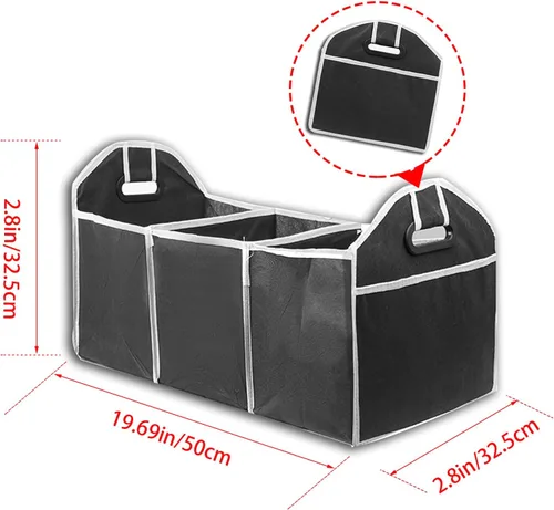 Miniatura 3 de Organizador de maletero de automóvil, organizador de almacenamiento plegable con 3 compartimentos, caja de almacenamiento para automóvil, bolsa
