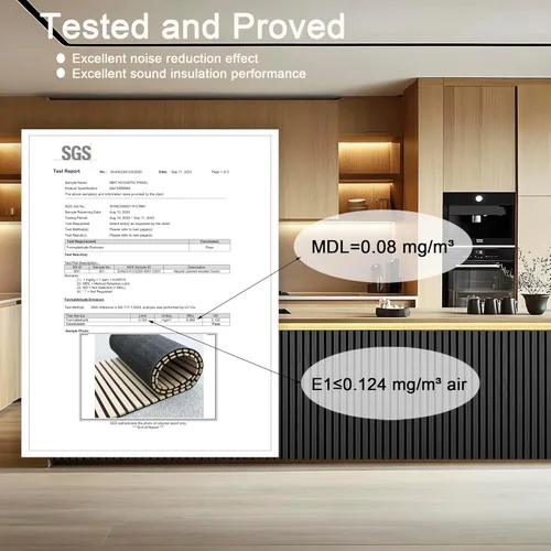 Miniatura 4 de Paneles de pared acústicos de madera de 94.5 x 23.6 pulgadas, paneles de pared 3D flexibles insonorizados, panel de listones de madera para Gris