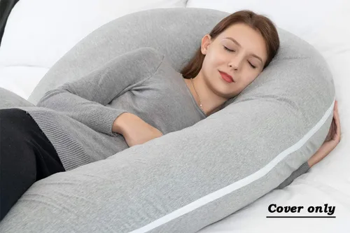 Miniatura 5 de INSEN Funda de almohada corporal de embarazo, funda de almohada de cuerpo completo en forma de C para mujeres embarazadas (jersey gris)