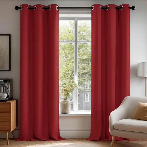 Miniatura 6 de Deconovo - Cortinas opacas con ojales y aislamiento térmico Rojo