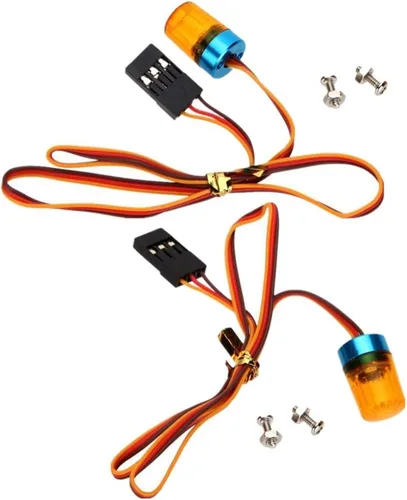 Miniatura 20 de Paquete de 2 luces LED circulares ultra brillantes de policía, lámpara estroboscópica giratoria y alarmante, 5 modos, compatible con 1/8 1/10 1/14