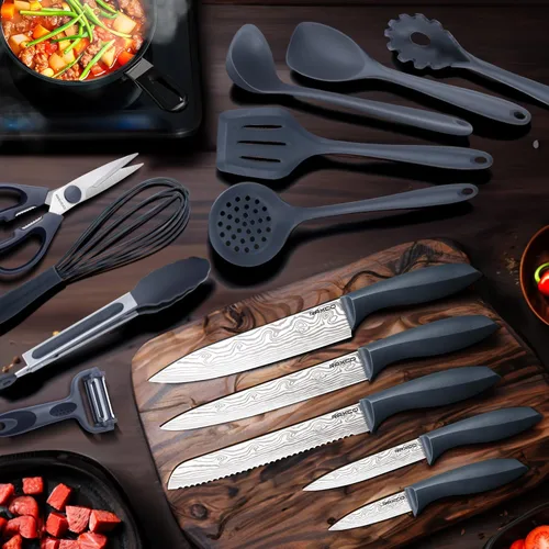 Miniatura 4 de RAXCO Juego de cocina, utensilios de cocina de 7 piezas, utensilios de cocina de 5 piezas, juego de cuchillos de cocina de 6 piezas, gris 7-Piece