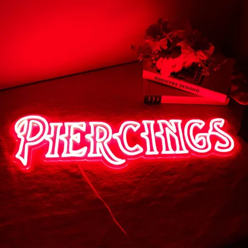 Miniatura 2 de Letrero de neón de piercings grandes, especialmente diseñado para letreros de estudio de tatuajes, letreros decorativos LED súper brillantes