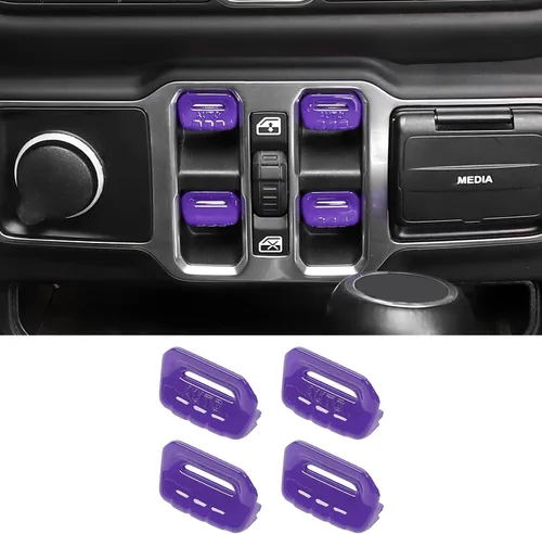 Miniatura 2 de Jimen Compatible con Jeep Wrangler JL JLU 2018-2023 y Jeep Gladiator JT 2020-2023, 4 piezas de cubierta de interruptor de botón de ventana