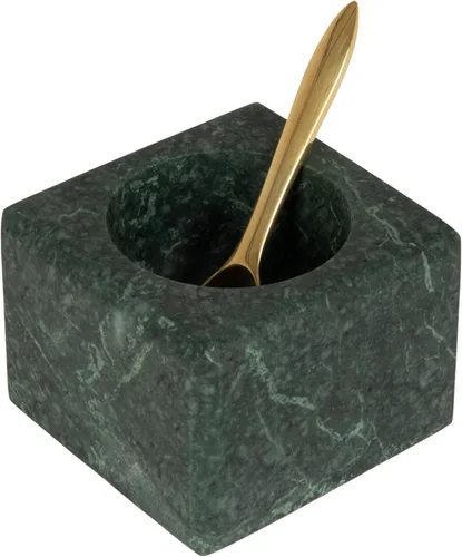 Miniatura 14 de Creative Co-Op Cuenco cuadrado de mármol con cuchara de acero inoxidable, gris