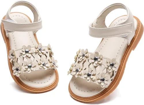 Miniatura 6 de Komfyea Sandalias planas de playa para niña, con puntera envolvente, con diseño de flores suaves
