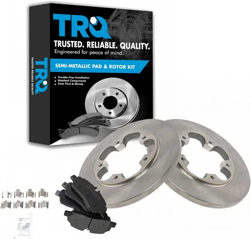 Miniatura 151 de TRQ Juego de pastillas de freno semimetálicas traseras y rotores compatibles con Chevrolet Trailblazer 02-06 Trailblazer EXT 04-06 SSR 02-07 GMC