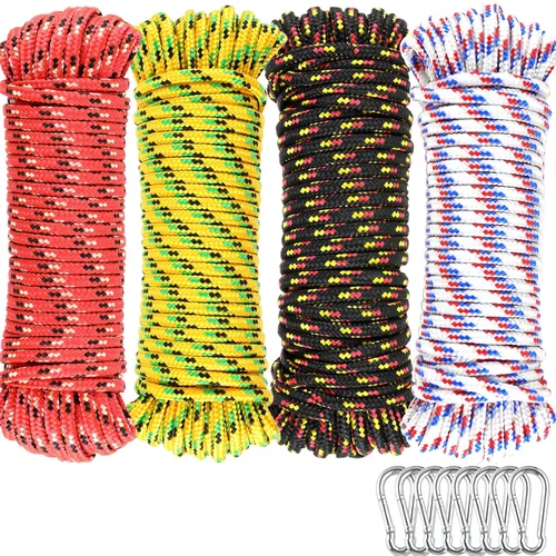 Miniatura 16 de Wellmax Cuerda de nailon trenzada de diamante con tratamiento UV y resistente a la intemperie, paquete de 2 unidades de 1/4 pulgadas x 100 pies