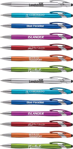 Miniatura 9 de ExpressDesigns™ - Bolígrafo Beemer con punta de lápiz capacitivo, tinta de escritura negra personalizada impresa con nombre o mensaje, 14