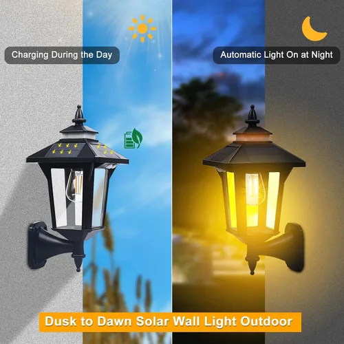 Miniatura 3 de Linterna de Pared Solar con 3 Modos, Luz de Pared Solar con Sensor de Movimiento Impermeable, Luces LED de Porche Delantero del Anochecer al