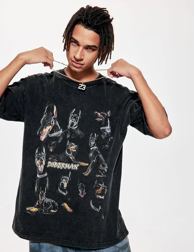 Miniatura 2 de Vamtac Mens Oversized Washed Doberman Graphic Tees Casual Summer Tops Streetwear Aesthetic T-Shirt Unisex