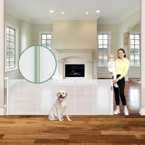 Miniatura 25 de Puertas de bebé retráctiles reforzadas de 55" de ancho para puertas para prevenir que se arrastre, puerta retráctil para exteriores, puertas