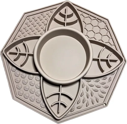 Miniatura 2 de Tazón de comedero lento con mandala, tapete para lamer para perros y gatos con ventosas, de silicona, con mandala, alimentador lento, cuenco
