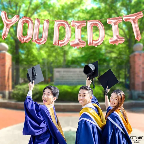 Miniatura 7 de KatchOn, Globos de oro rosa con el texto en inglés "You Did It" (16 pulgadas) Banner de You Did It para decoraciones de graduación 2026 Banner