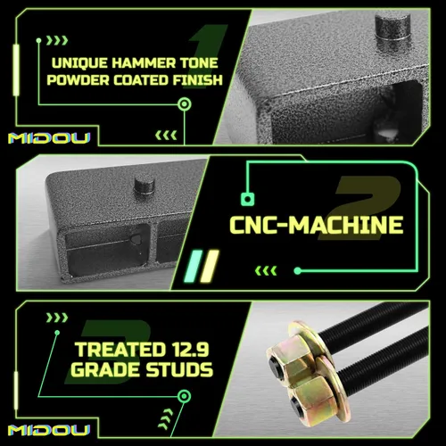Miniatura 4 de Kit de nivelación de elevación de 2 pulgadas para la parte trasera de Chevy Silverado 1500 GMC Sierra 1500 de 1999-2023, bloque de elevación trasero