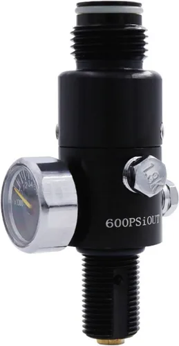 TUXING 4500PSI Paintball Air Tank Regulator & Valve Guage, Durable Aluminum Paintball Regulator for Paintball Airsoft PCP Compressed Air CO2 Rojo