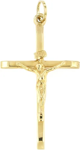 Lucchetta - Colgante de oro de 14 quilates con cruz cristiana católica y cristiana de Italia, regalos religiosos para pulseras y collares, Metal, No