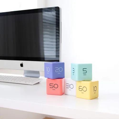 Miniatura 9 de mooas Temporizador de cubo menta (1,3,5 y 10 minutos) y blanco (5,15,30 y 60 minutos) y coral (10, 30, 50 y 60 minutos), temporizador para estudiar