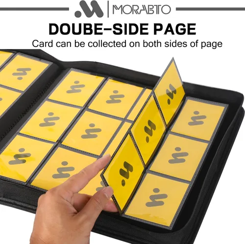 Miniatura 6 de Carpeta de tarjetas con 12 bolsillos, carpeta de tarjetas intercambiables con capacidad para hasta 1200 tarjetas con 50 fundas, álbum con cremallera