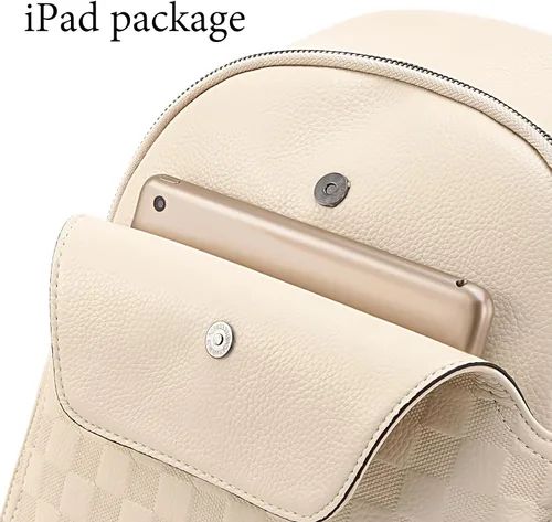 Miniatura 5 de Mochila pequeña para mujer, bonita mochila a cuadros de piel sintética para mujer, mochila ligera para el hombro, escuela y viajes, Negro