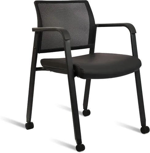 Miniatura 14 de CLATINA Juego de 2 sillas apilables con respaldo de malla con asiento de tela tapizado y soporte lumbar ergonómico para oficina, escuela, iglesia