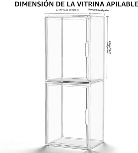 Miniatura 7 de Estuche de acrílico transparente, contenedores de almacenamiento de plástico apilables con tapas, caja de exhibición grande con tapa magnética
