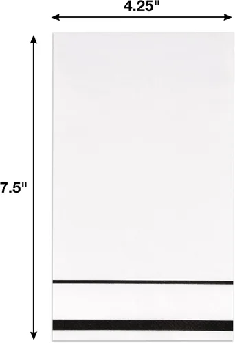 Miniatura 3 de Gift Boutique Paquete de 100 Servilletas de Invitados Forradas con Ribete Negro de Papel Desechable Elegante Servilleta de Mano para Cena Baño Boda
