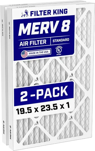 Filter King Filtro de aire de 19.5 x 23.5 x 1 (MERV 8) (paquete de 2) filtros de horno de CA para control de polvo y alergias, fabricados en EE.