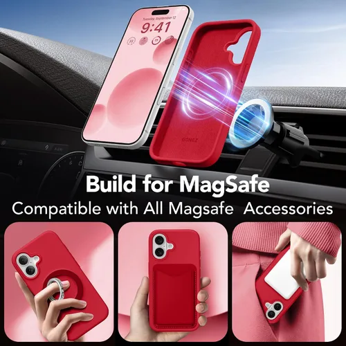 Miniatura 133 de GONEZ Funda de silicona para iPhone 15 Pro Max, compatible con Magsafe, protector de cámara + protector de pantalla, forro de microfibra suave