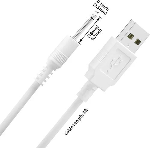 Miniatura 2 de SCOVEE Cable de carga CC de repuesto de 3 pies,Cable de cargador de 0.098 in,Cargador USB DC,Adaptador de cable de cargador rápido USB a CC de 0.098