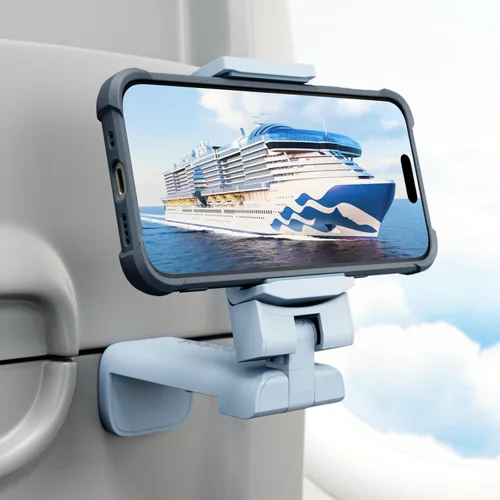 Miniatura 18 de Klearlook - Paquete de 2 soportes universales para teléfono de avión, rotación de 360 grados, soporte de teléfono esencial de viaje para escritorio