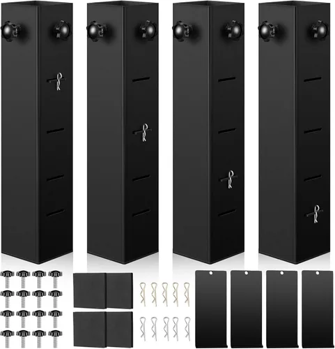 MorningRo Paquete de 4 elevadores de cama de metal para dormitorio, 3.15 pulgadas de diámetro, cuadrados de acero al carbono, para muebles, mesa con