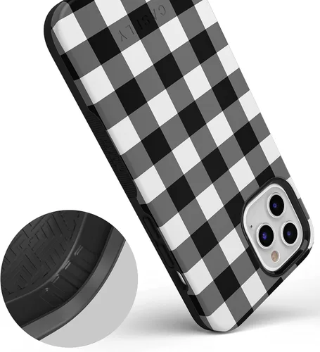 Miniatura 3 de Casely Funda para iPhone 12 Pro Max Compatible con MagSafe Check Me Out Funda a cuadros de tablero de ajedrez