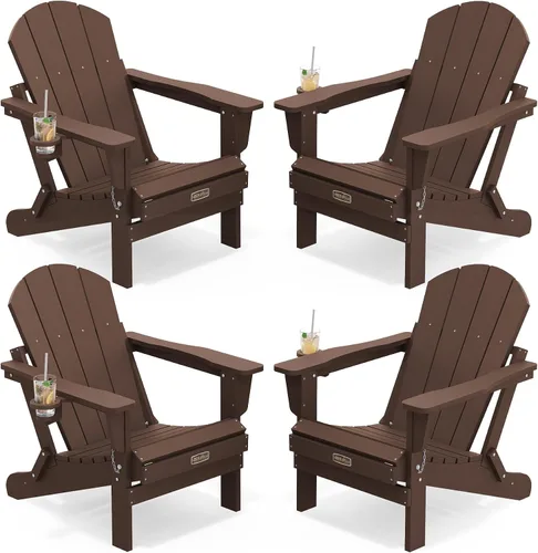 Miniatura 40 de SERWALL - Silla plegable Adirondack para patio, jardín, exterior, resistente a la intemperie, sillas para hoguera, color naranja