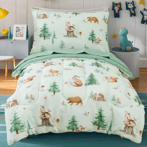 Miniatura 12 de david's kids Juego de ropa de cama de 4 piezas para niños pequeños - Juego de ropa de cama suave y transpirable para niñas, incluye edredón