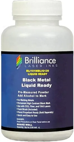 Polvo de Marcado Láser Listo para Uso - Brilliance Laser Inks - BLI101MBLIQ120 - Tinta Láser Negra para Marcado en Metales con CO2/Fibra/YAG (120