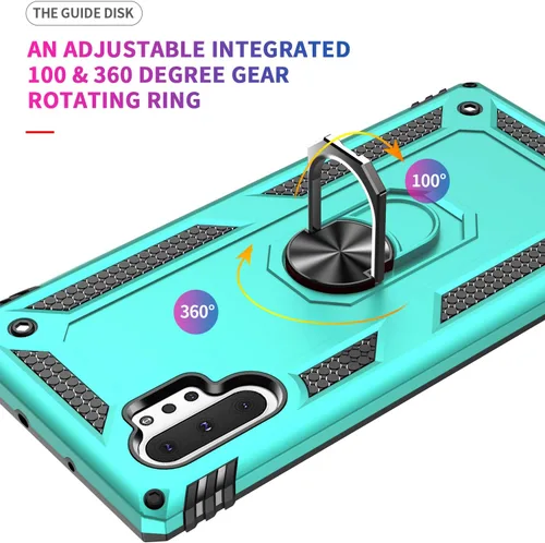 Miniatura 5 de Androgate Funda para Samsung Galaxy Note 10 Plus con protectores de pantalla HD, soporte de anillo de metal de grado militar, a prueba de caídas, a