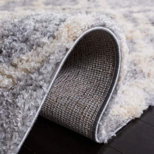 Miniatura 5 de SAFAVIEH Berber Shag Collection - Alfombra decorativa, 2 x 4 pies, diseño marroquí, color gris y crema, no desprende pelusa y de fácil cuidado, 1.2
