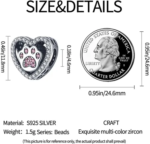 Miniatura 4 de Pandach 925 Sterling Silver Charms for Bracelets Necklace with 5A CZ Stones Dangle Pendant Bead Jewelry Beads Gifts for Women