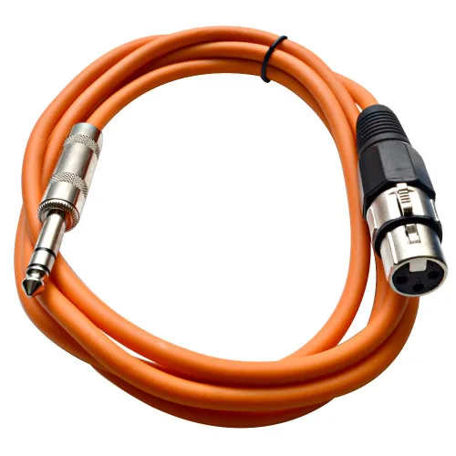 Miniatura 30 de Seismic Audio - SATRXL-F2 - Cable de conexión XLR naranja de 2 pies hembra a 1/4" TRS