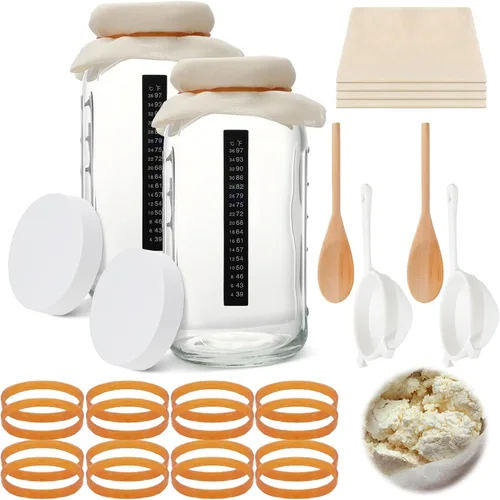 Miniatura 8 de Honeydak Kit completo de iniciación de kéfir de 8 piezas, kit de fermentador de kombucha, galón de 128 onzas, boca ancha con tapa de almacenamiento