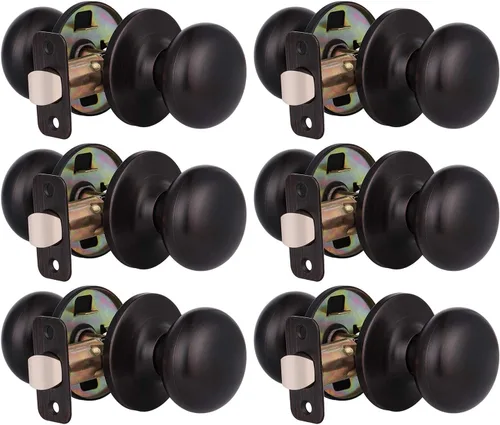 Miniatura 15 de KNOBWELL Paquete de 8 pomos de puerta de privacidad para baño y dormitorio, pomo de puerta negro mate con cerradura, cerradura de manija de puerta