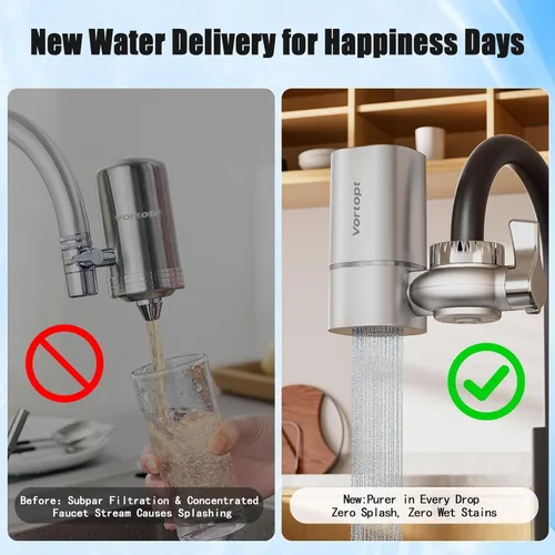 Miniatura 3 de Vortopt Filtro de grifo, certificado NSF, sistema de purificación de agua de alta eficiencia de 400 galones, eliminación rápida del 99% de cloro