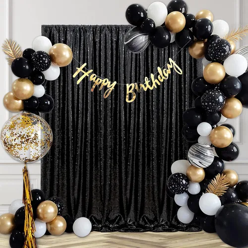 Miniatura 61 de Cortinas con lentejuelas doradas, 2 unidades de 2 x 8 pies, con brillantina, telón de fondo para bodas Rojo