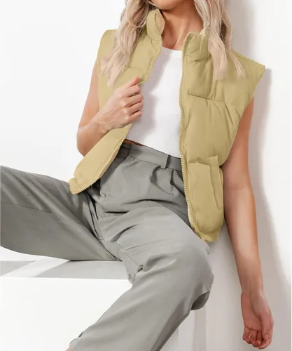 Miniatura 5 de OWIN Chaleco acolchado de invierno para mujer, cuello alto, con cremallera, acolchado, con bolsillos