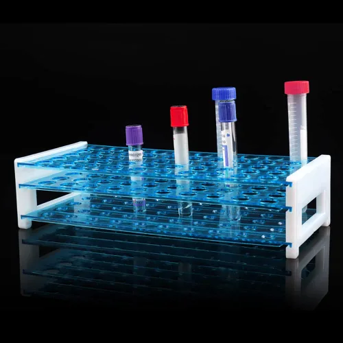 Estante de tubo de ensayo acrílico transparente para tubos de 1.5/2/0.2 fl oz, soporte de tubo de laboratorio de 50 agujeros para tubos de ensayo,