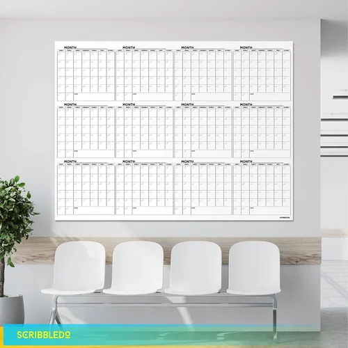 Miniatura 7 de Calendario grande de pizarra blanca de 36 x 48 pulgadas para pared, planificador de 12 meses, calendario de pared grande de borrado en seco, mensual