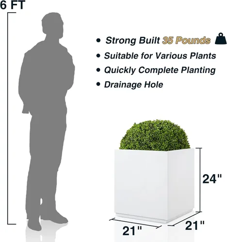 Miniatura 7 de Wallowa Maceta Metálica Pesada para Exteriores o Interiores, Sin Ensamblaje y Sin Costuras, Maceta Cuadrada Grande, Maceta Cúbica para Árboles